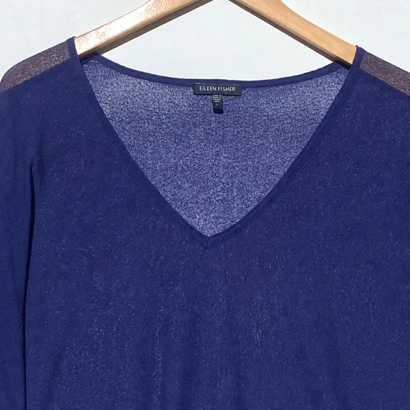 EILEEN FISHER Women’s Royal Blue Vneck Pull Over Tunic Poncho Size small